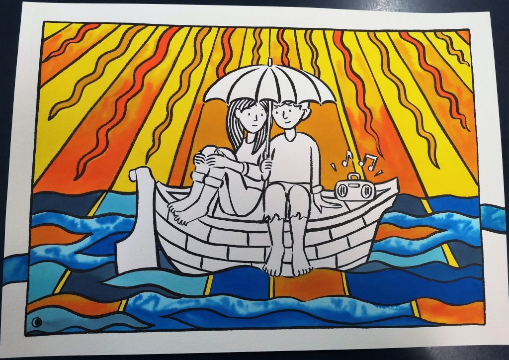 La barca della gentilezza. Disegno di Francesco Marconetti, 2019