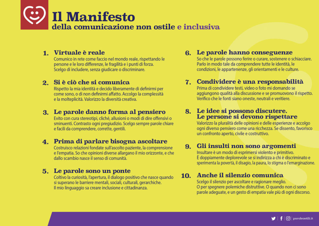 Manifesto comunicazione non ostile e inclusiva