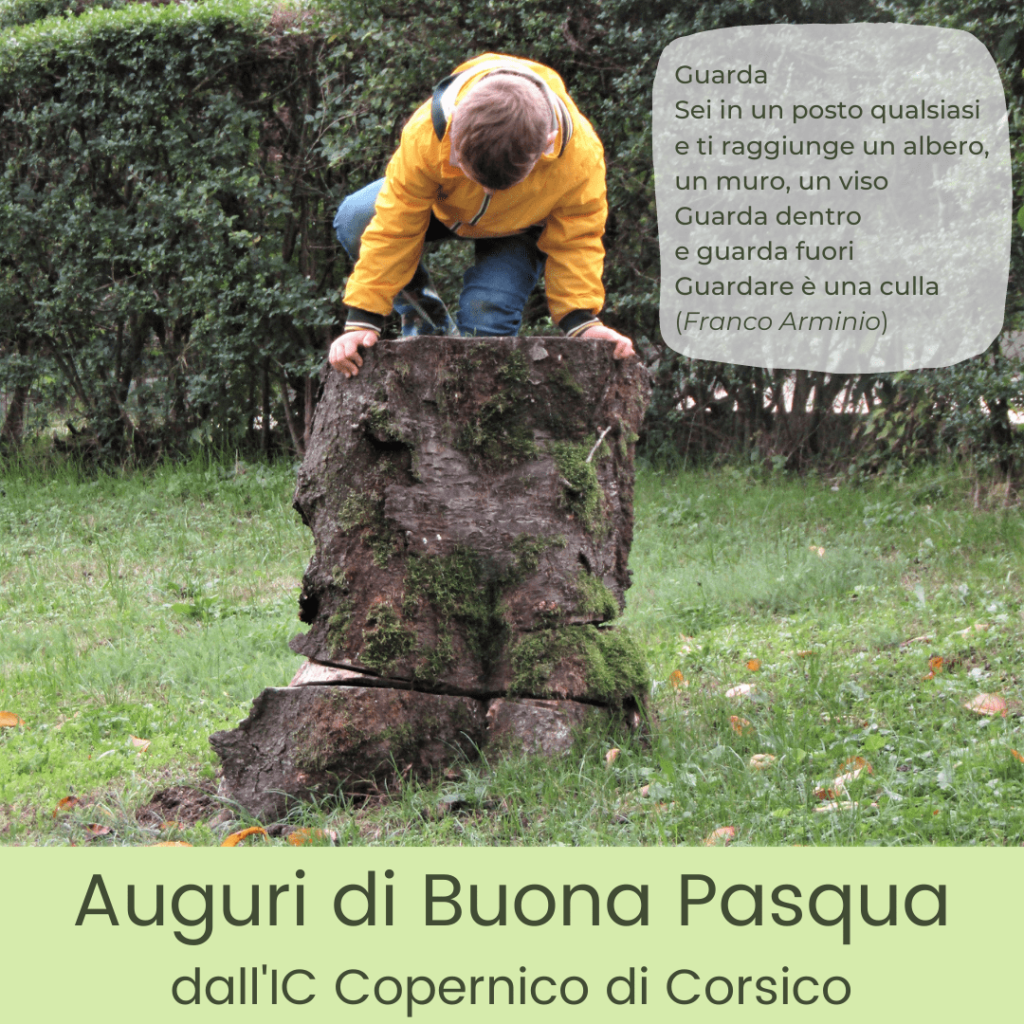 Buon Pasqua 2021, augurata con un bimbo che esplora, guardando e provando, il mondo naturale