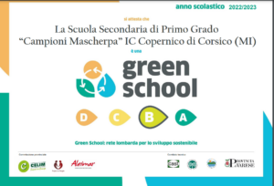 certificazione green school per l'anno 22-23